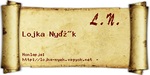 Lojka Nyék névjegykártya